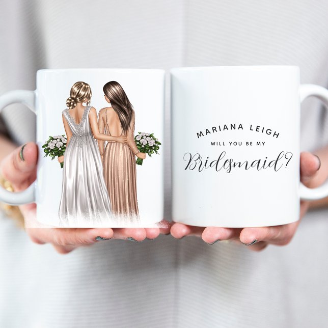 Caneca De Café Você será minha Dama de Honra? Garotas em Vestidos (Criador carregado)