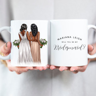 Caneca De Café Você será minha Dama de Honra? Meninas em Vestidos