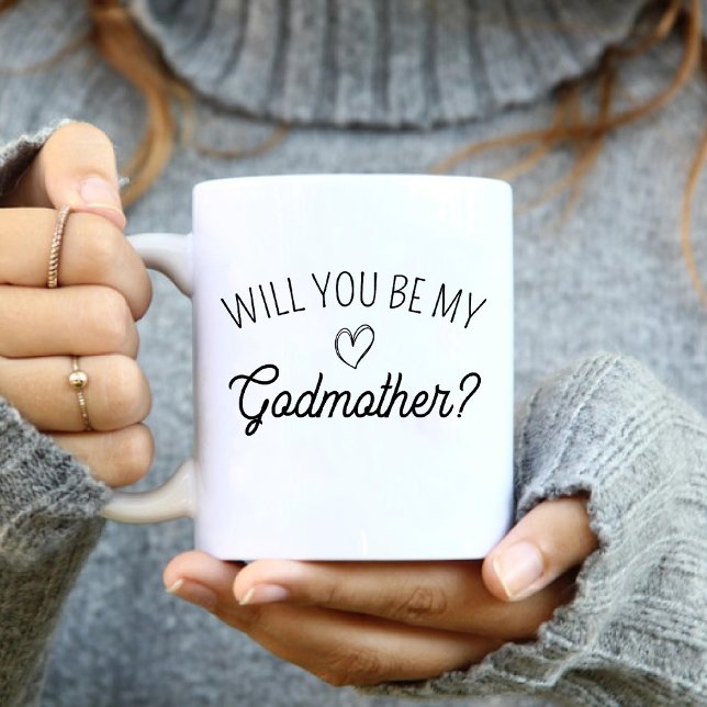 Caneca De Café Você Será Minha Madrinha? Chá de fraldas simples (Will You Be My Godmother? Simple Baby Shower Coffee Mug)