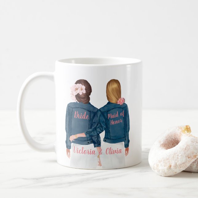 Caneca De Café Você será minha Madrinha de casamento Jean Jaqueta (Com Donut)