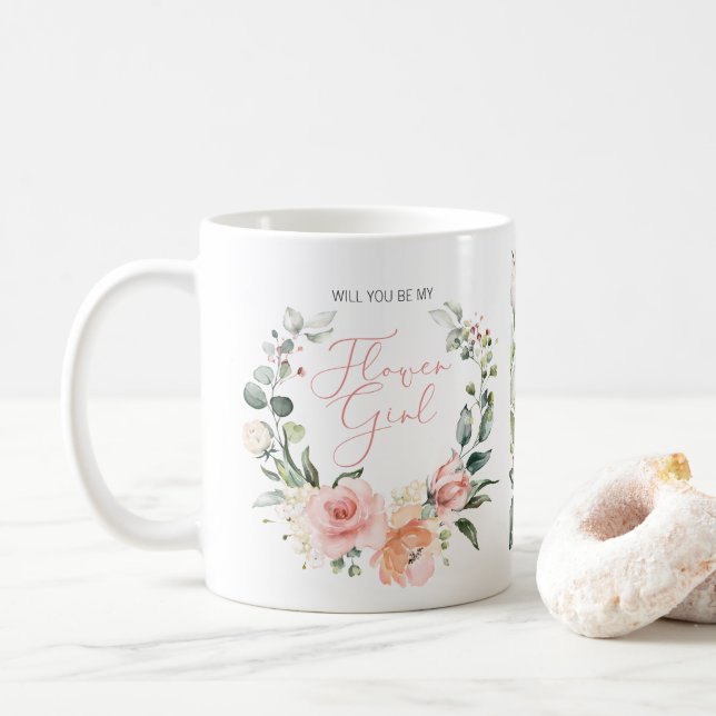 Caneca De Café Você Será Minha Menina De Flor Rosa, Escrita Flora (Com Donut)