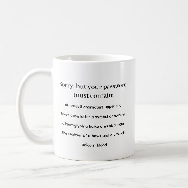 Caneca De Café Você tem que se lembrar da senha engraçada  (Esquerda)