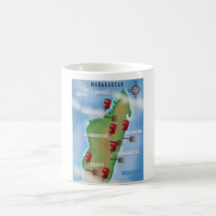 Caneca De Café Voe para Madagáscar Cartaz de Férias Vintage
