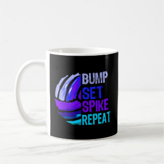 Caneca De Café Voleibol Bump Set Spike Repetir Azul Roxo N