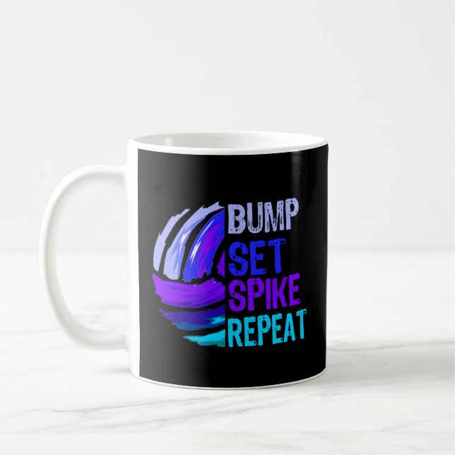 Caneca De Café Voleibol Bump Set Spike Repetir Azul Roxo N (Esquerda)