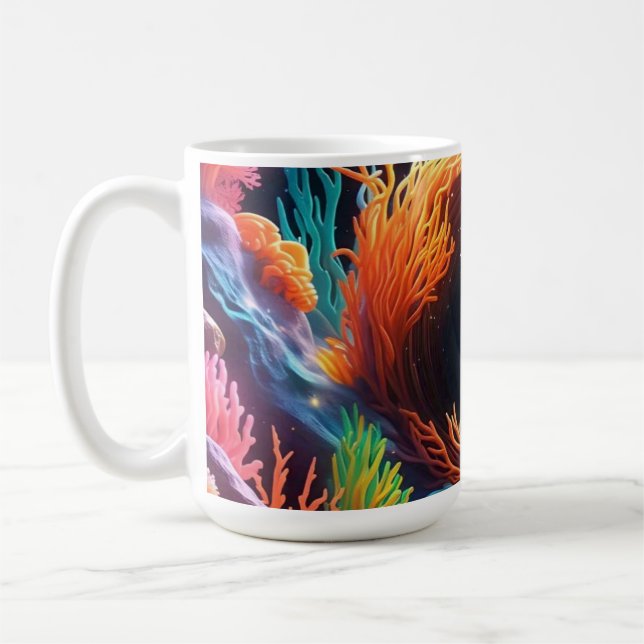 Caneca De Café Vórtex Coral Subaquático (Esquerda)
