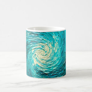 Caneca De Café Vórtice Abstrato de Oceano Turquesa