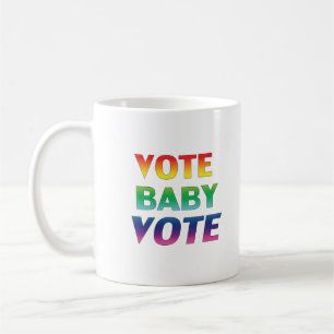 Caneca De Café "vote baby vote" - orgulho lgbtq lgbt arco-íris