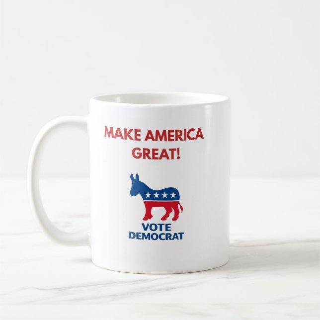Caneca De Café Vote Democrat Pro-Democracy Coffee Mug (Esquerda)
