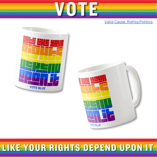 Caneca De Café Votem como seus direitos LGBTQ dependem disso (Criador carregado)