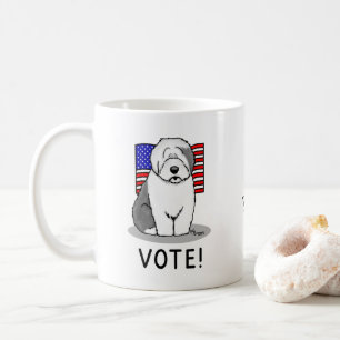 Caneca De Café Votem! Velha Cinza Inglesa Sheepdog 1 Política Cus