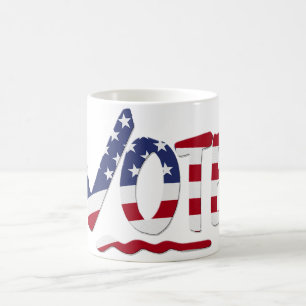 Caneca De Café VOTO da marca de verificação com bandeira dos E.