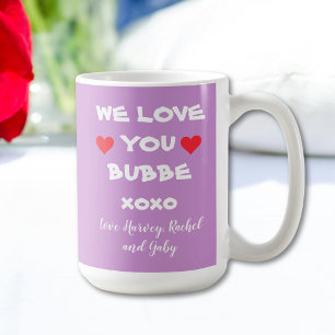 Caneca De Café Vovó BUBBE AMA VOCÊ Netos Personalizados, Fofo