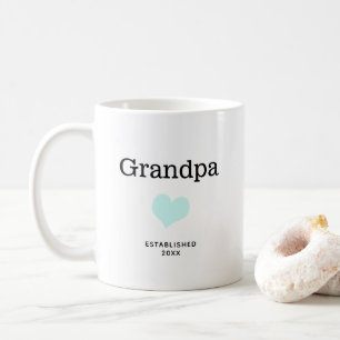 Caneca De Café Vovô, Coração Azul, Personalização de Fotos d