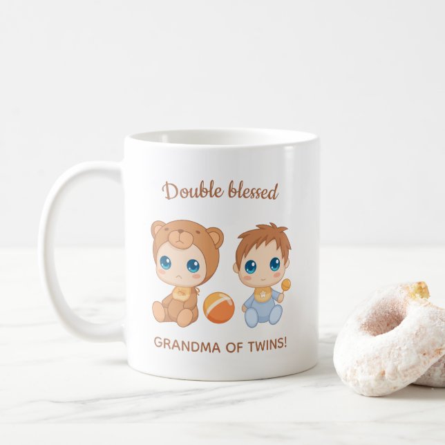 Caneca De Café Vovó de Bear Bear Bear Bear Twins (Com Donut)