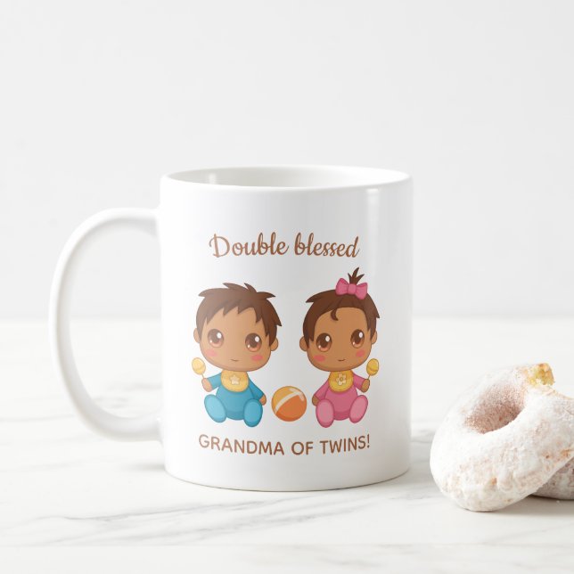 Caneca De Café Vovó de Twins Bebezinho e Garota (Com Donut)