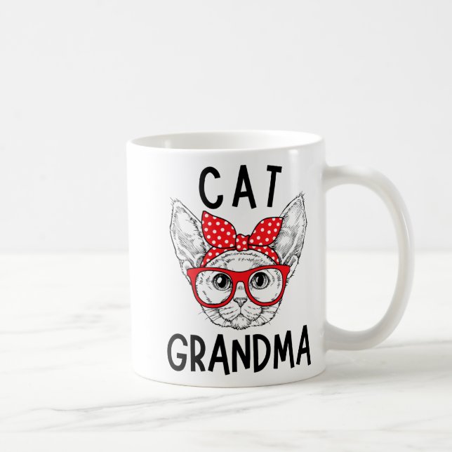 Caneca De Café Vovó Devon Rex Cat Lover Cat Nana Dia de as mães (Direita)