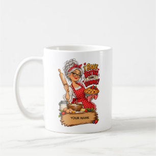 Caneca De Café Vovó Divertida de Assados – Nome Personalizado