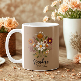 Caneca De Café Vovó, foto de presente, moça de café floral