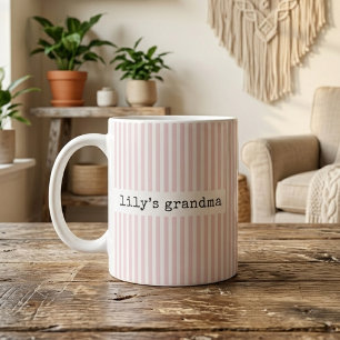 Caneca De Café Vovó Listras Rosas Avó Personalizada