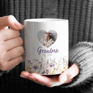 Caneca De Café Vovó Roxo Aquarela Flores Silvestres & Presente de