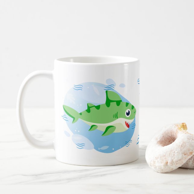 Caneca De Café Vovô Shark - Verde (Com Donut)