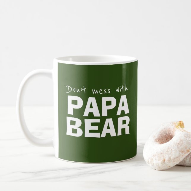 Caneca De Café Vovô Verde Urso Mínimo Típico Mug para Pai (Com Donut)