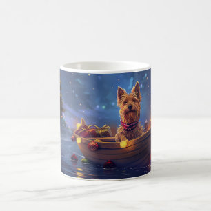 Caneca De Café Voyage festiva no Terrier Christmas australiano