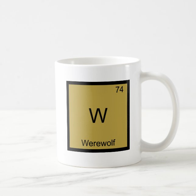 Caneca De Café W - Lobisomem Camiseta Símbolo Elemento Químico En (Direita)
