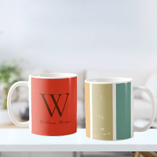 Caneca De Café W Retro Arco-Íris - Strips Personalizados Iniciais