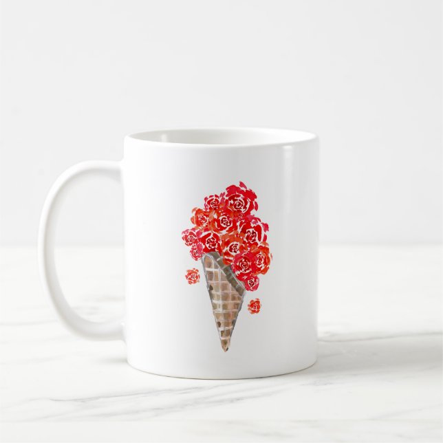 Caneca De Café Waffle do Cone do Rosa vermelha Sorvete (Esquerda)