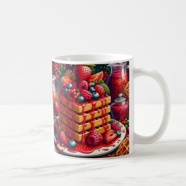 Caneca De Café Waffle Empilhado de Frutas (Direita)
