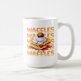 Caneca De Café Waffles cobertas por morangos