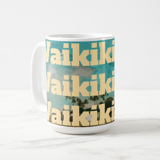 Caneca De Café Waikiki, Honolulu, Oahu, Havaí (Frente Esquerda)
