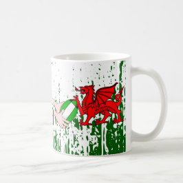 Caneca De Café Wales Rugby Team Apoiadores Bandeiras com Bola