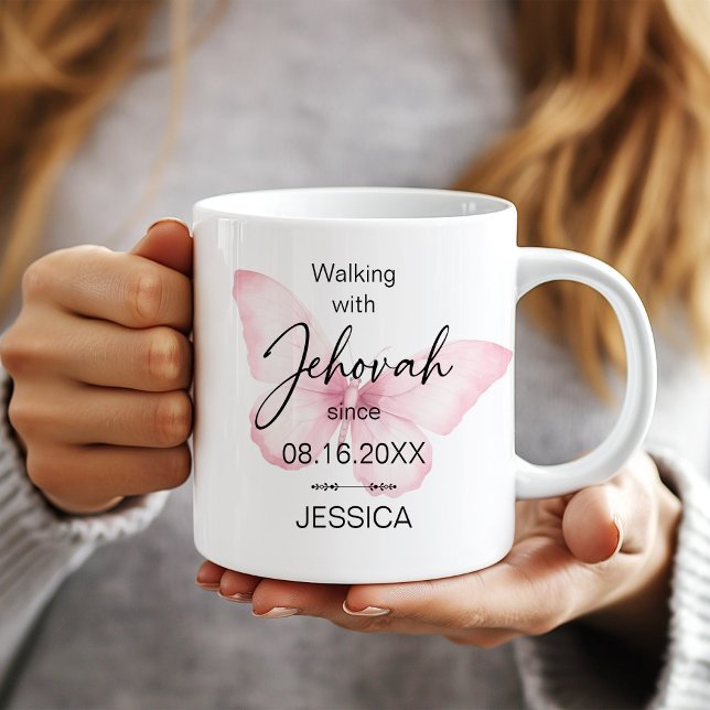 Caneca De Café Walking with Jehovah Since Butterfly Baptism Mug (Criador carregado)