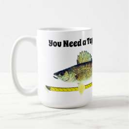 Caneca De Café Walleye engraçados Pike e fita métrica