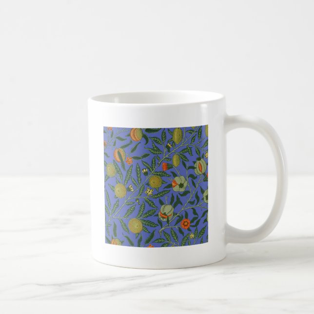 Caneca De Café Wallpaper colorido azul William Morris Pomegranate (Direita)