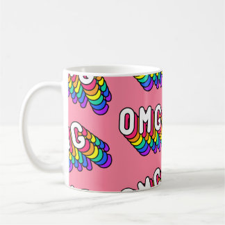 Caneca De Café Wallpaper de Comic Pink do Quirky OMG