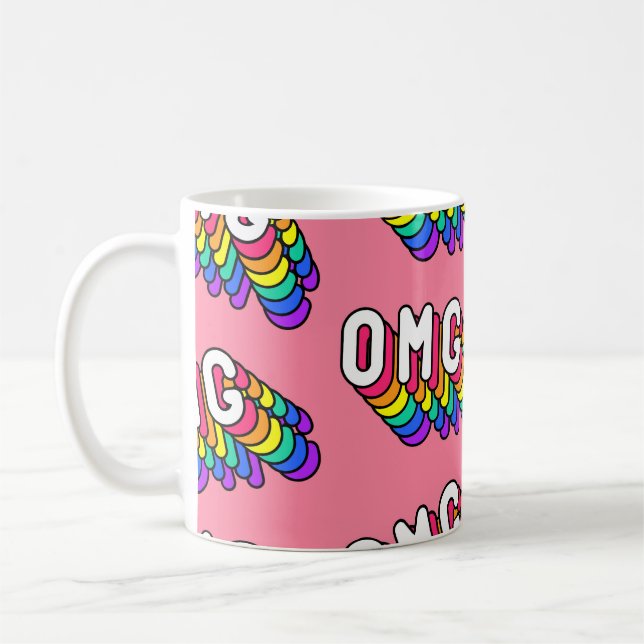Caneca De Café Wallpaper de Comic Pink do Quirky OMG (Esquerda)