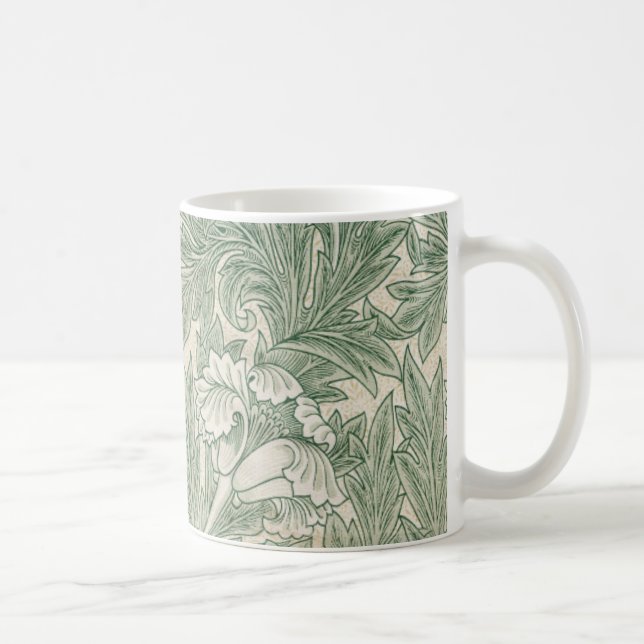 Caneca De Café Wallpaper tulip William Morris verde têxtil (Direita)
