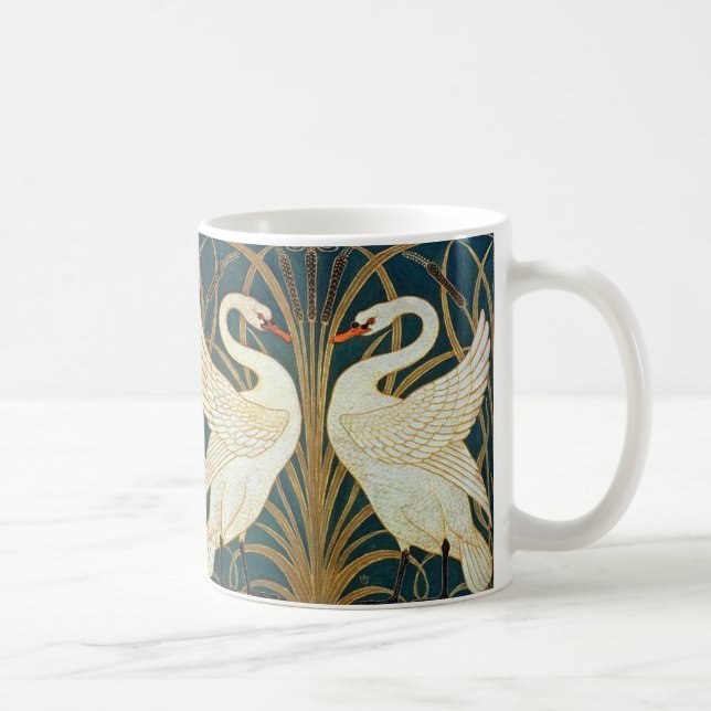 Caneca De Café Walter Crane Swan, Rush E Iris Art Nouveau (Direita)