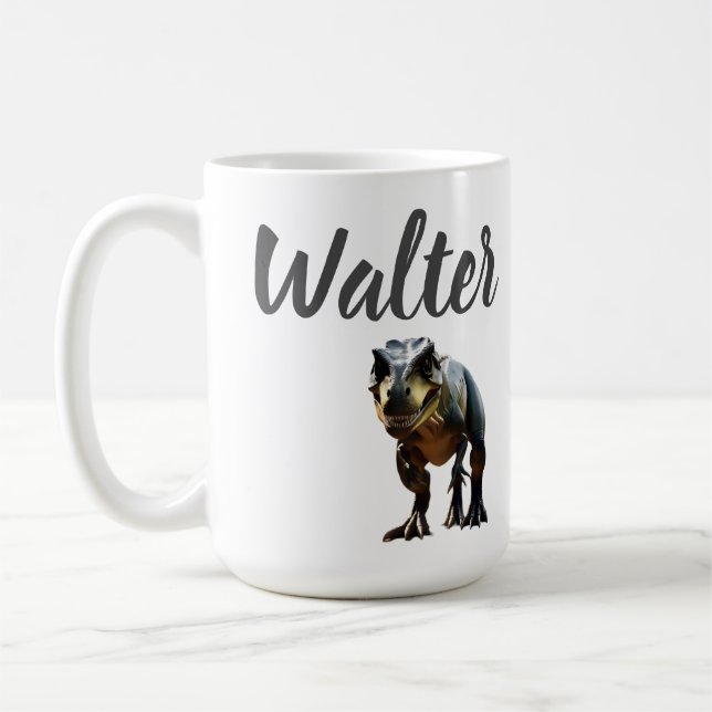 Caneca De Café Walter Name Com T Rex Dinossaur, (Esquerda)