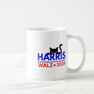 Caneca De Café Walz 2024 Engraçado Eleição Gato Kamala Harris Tim