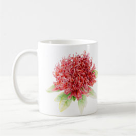 Caneca De Café Waratah Protea, flor vermelha, aquarela