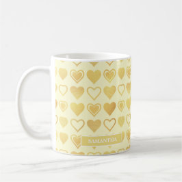 Caneca De Café Warm Cream Minimal Hearts Valentine’s Gift