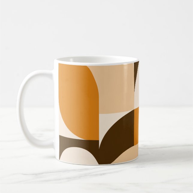 Caneca De Café Warm Orange Geometric Composition (Esquerda)