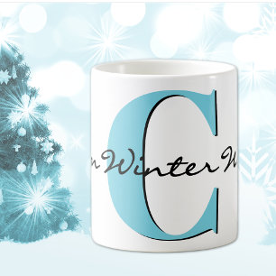 Caneca De Café Warm Winter Wish Bold Blue - Letra Clássica 11oz