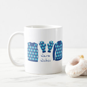 Caneca De Café Warm Wish Argyle Patternos Mug - Azul