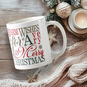 Caneca De Café Warm Wish Typografia Red/Green ID589